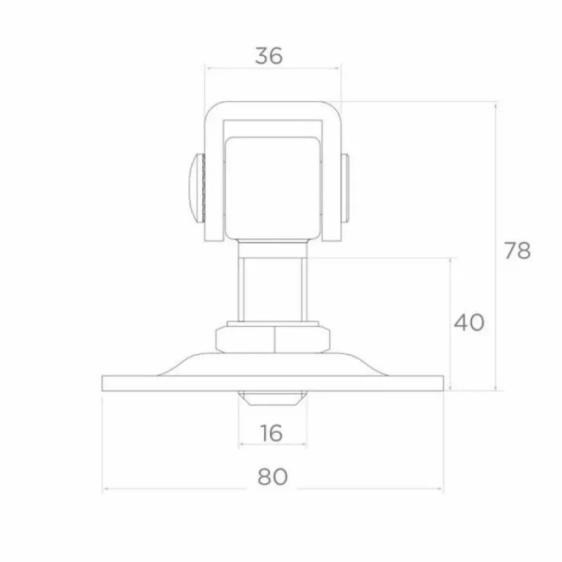 PSG 61.018 Verstellbares Tortband mit 80x80x3 mm Anschweißplatte, M16-Gewinde