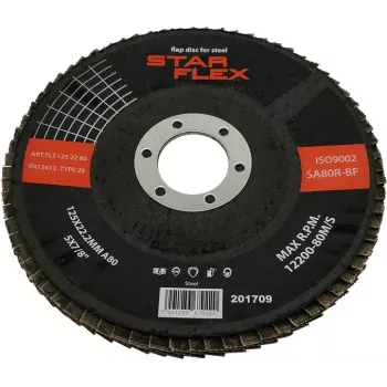 PSG Star Flex STAL T29 125-22 Fächerscheibe, Körnung 80, Zirkonkorund, konisch, 22,23 mm Bohrung, für Stahl und Edelstahl