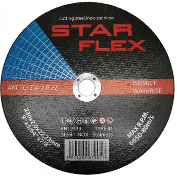 PSG Star Flex T41 230x2.0mm Trennscheibe für Edelstahl, WA46R-BF-INOX, 80 m/s, 6650 U/min, 22,23 mm Bohrung