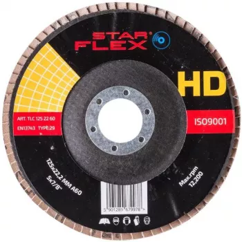 PSG Star Flex T29 SG INOX Keramik-Fächerschleifscheibe 125 mm, 22,23 mm Bohrung, Korn P60, konisch Typ 29, für Edelstahl