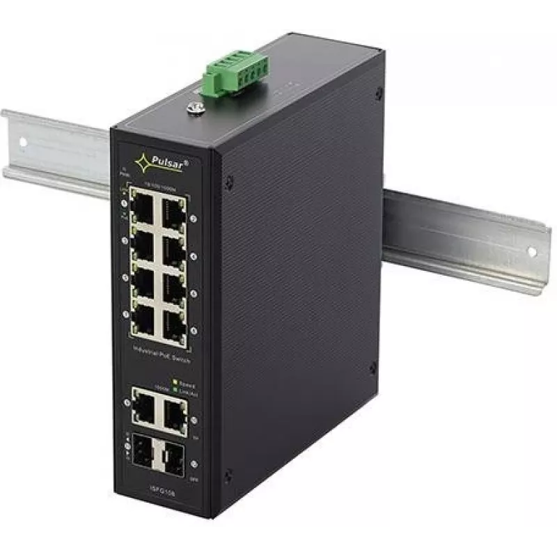 PULSAR ISFG108 Industrial PoE Switch (8xPoE, 2x SFP, Unmanaged, 240W)