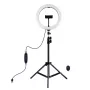 PULUZ 26cm LED-Ringleuchte mit Stativ bis 1,1 m und Handyhalterung, USB-betrieben