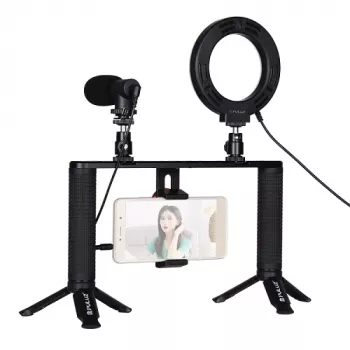 PULUZ Blogerio Kit mit LED-Ringleuchte, Stativen, Telefonhalter und Mikrofon