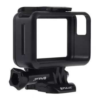 Puluz Schutzhülle für DJI Osmo Action - Schwarzer PC-Rahmen mit Kaltgeräteschuh-Halterung, Schnellspannverschluss