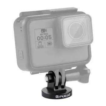 PULUZ PU145B CNC Aluminiumlegierung Action-Kamera Halterung Adapter mit 1/4 Zoll Stativgewinde, Schwarz