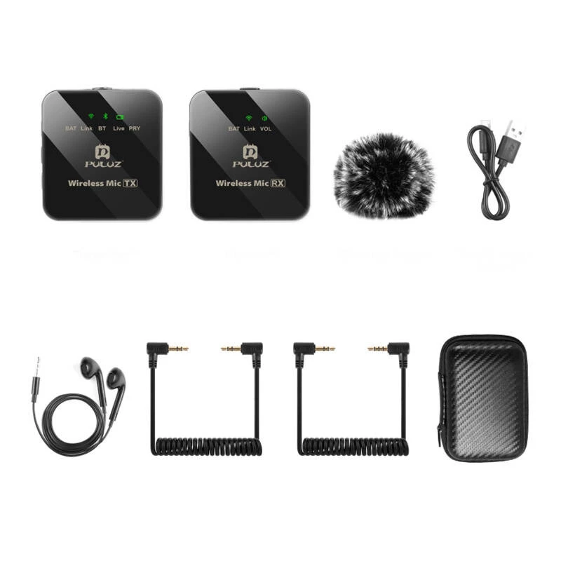 PULUZ PU3153B Drahtloses Lavalier-Mikrofon 1 TX + 1 RX, 2,4 GHz, USB-C, omnidirektionaler Kondensator, Rauschunterdrückung, Plug-and-Play für Android & PC