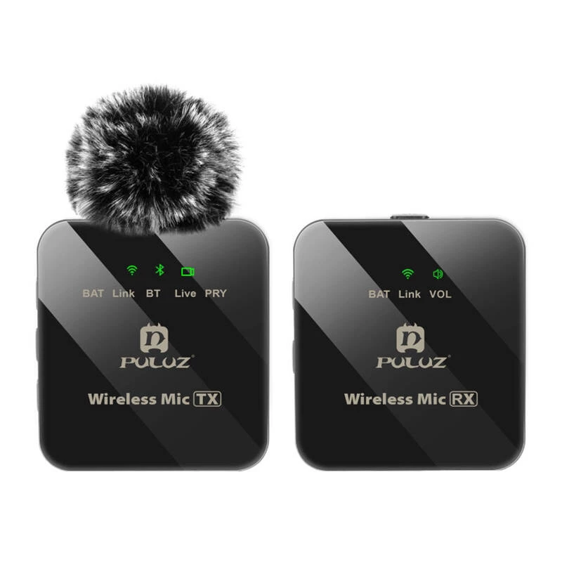 PULUZ PU3153B Drahtloses Lavalier-Mikrofon 1 TX + 1 RX, 2,4 GHz, USB-C, omnidirektionaler Kondensator, Rauschunterdrückung, Plug-and-Play für Android & PC
