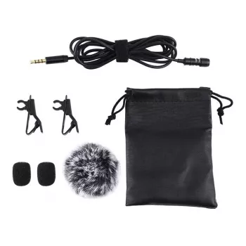 PULUZ PU424 Lavalier-Mikrofon 1,5 m 3,5 mm TRRS omnidirektionales Kondensator-Ansteckmikrofon für Smartphones, DSLR-Kameras, Laptops - Schwarz