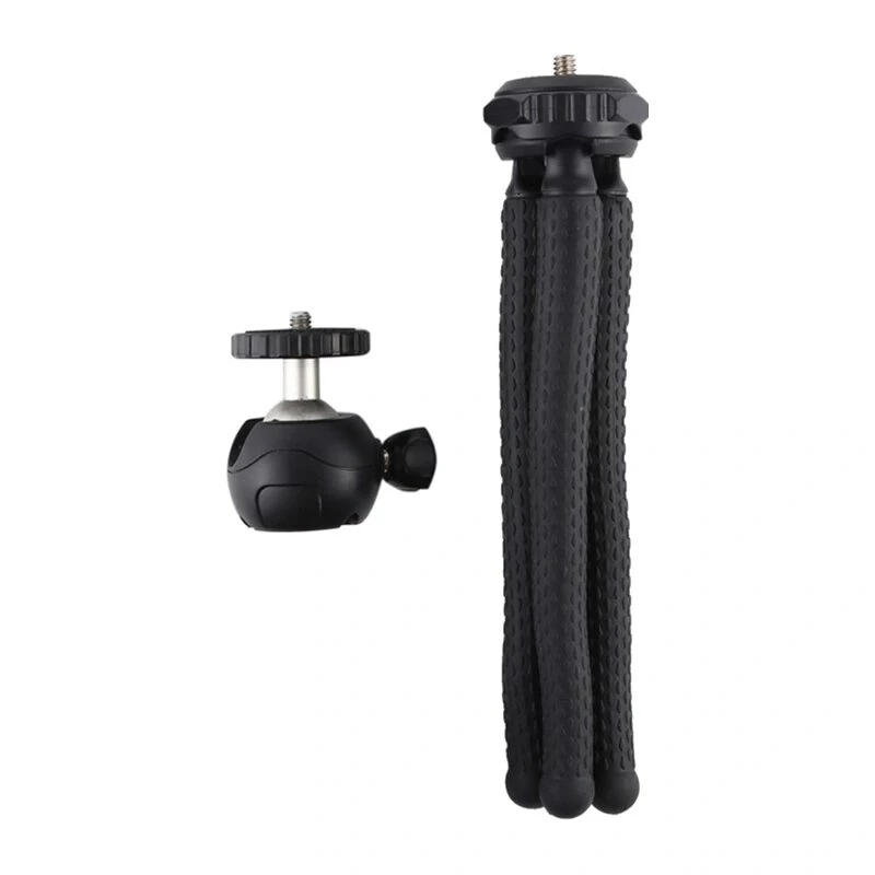 PULUZ PU435 Mini Octopus Stativ Flexibles Biegbares Stativ mit 360° Kugelkopf und Handyhalterung für Smartphones, Kompaktkameras, Action-Kameras, kleine spiegellose Kameras, max. Belastung 1,2 kg, Schwarz