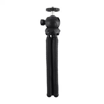 PULUZ PU435 Mini Octopus Stativ Flexibles Biegbares Stativ mit 360° Kugelkopf und Handyhalterung für Smartphones, Kompaktkameras, Action-Kameras, kleine spiegellose Kameras, max. Belastung 1,2 kg, Schwarz