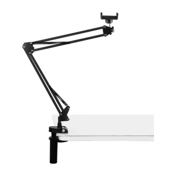 PULUZ PU650B Live-Streaming-Halterung mit Handyhalter (Schwarz) – Tischständer mit 16-cm-LED-Ringleuchte