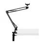 PULUZ PU650B Live-Streaming-Halterung mit Handyhalter (Schwarz) – Tischständer mit 16-cm-LED-Ringleuchte