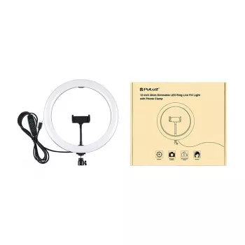 PULUZ PU656B 10-Zoll LED-Ringleuchte mit Handyhalter und Stativ, 12W, 3000K-6500K, USB-betrieben, für Live-Streaming, TikTok, YouTube, Make-up, Fotografie