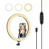 PULUZ PU656B 10-Zoll LED-Ringleuchte mit Handyhalter und Stativ, 12W, 3000K-6500K, USB-betrieben, für Live-Streaming, TikTok, YouTube, Make-up, Fotografie