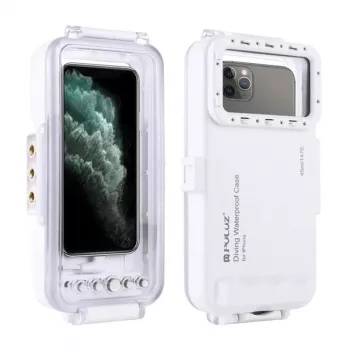 PULUZ PU9010W Wasserdichte Hülle für iPhone – 45m Unterwasser-Gehäuse, Weiß