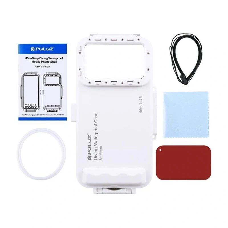 Puluz PU9100W Wasserdichte Hülle (45m) für USB-C-Smartphones – Unterwasserfotografie & Videografie (Weiß)