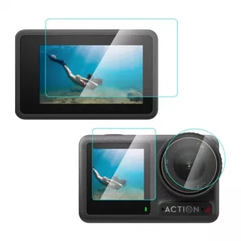 PULUZ PU953T Panzerglas-Set für DJI Osmo Action 4 – 9H-Härte, ultraklar, kratzfest, blasenfrei, 2,5D abgerundete Kanten, 3er-Pack (Hauptbildschirm, Frontbildschirm, Linse)