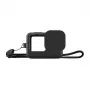PULUZ Silikonhülle für GoPro HERO12, HERO11, HERO10, HERO9 Black mit Objektivschutz und Trageband (Schwarz)