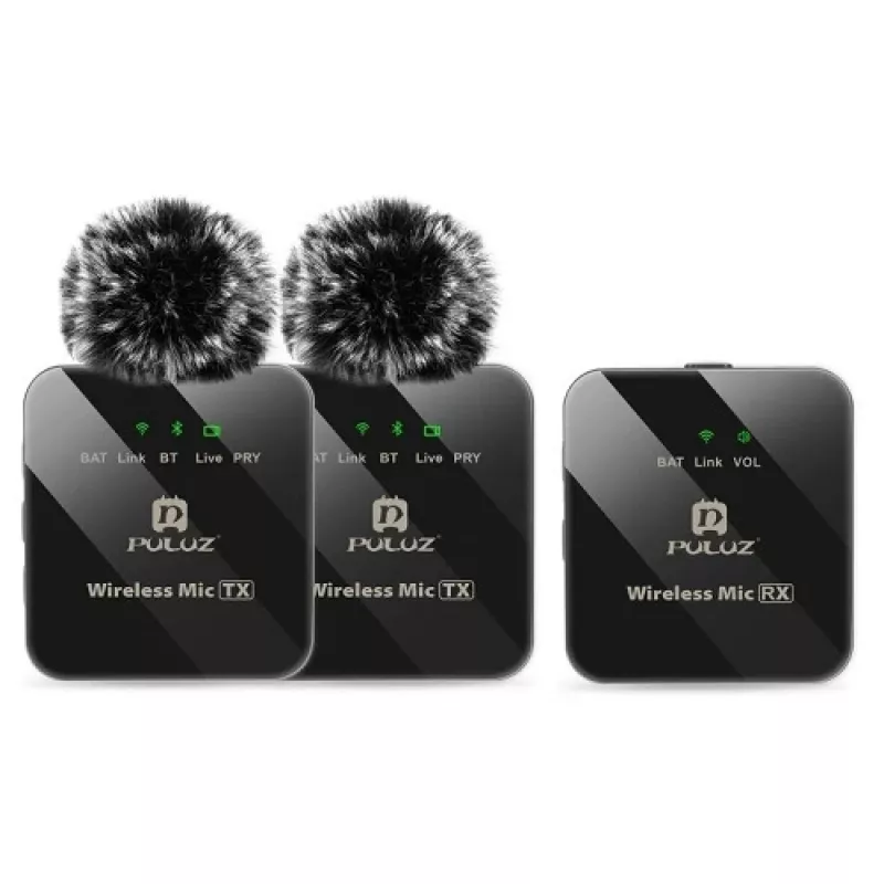 PULUZ Kabelloses Digitales Dual-Mikrofon mit Clip, OTG USB Type-C, Lightning