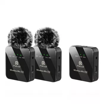 PULUZ Wireless Lavalier Microphone 2 TX + 1 RX