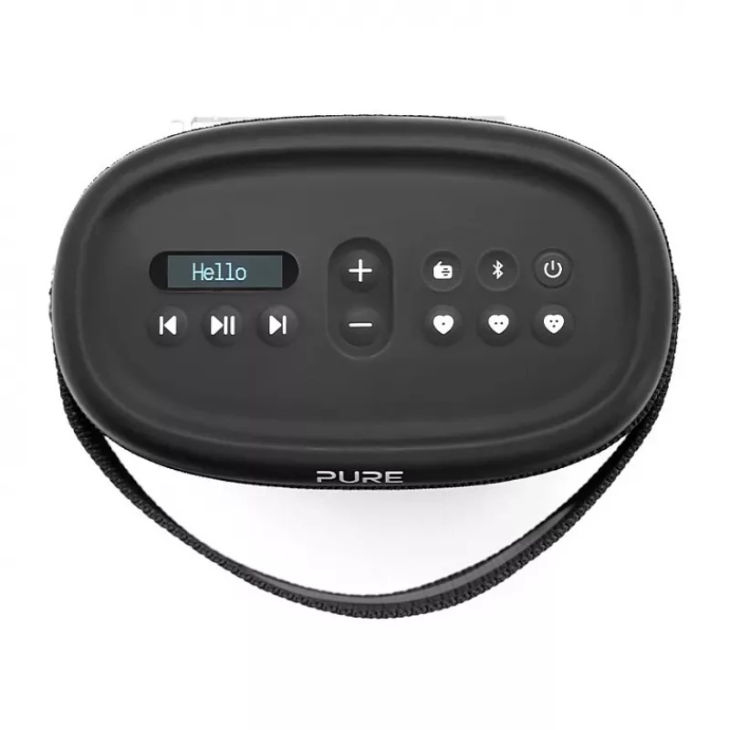 PURE ACOUSTICS Pure Woodland Tragbarer Bluetooth-Lautsprecher – 10W, wasserdicht, FM/DAB+ Radio, Schwarz (253344)