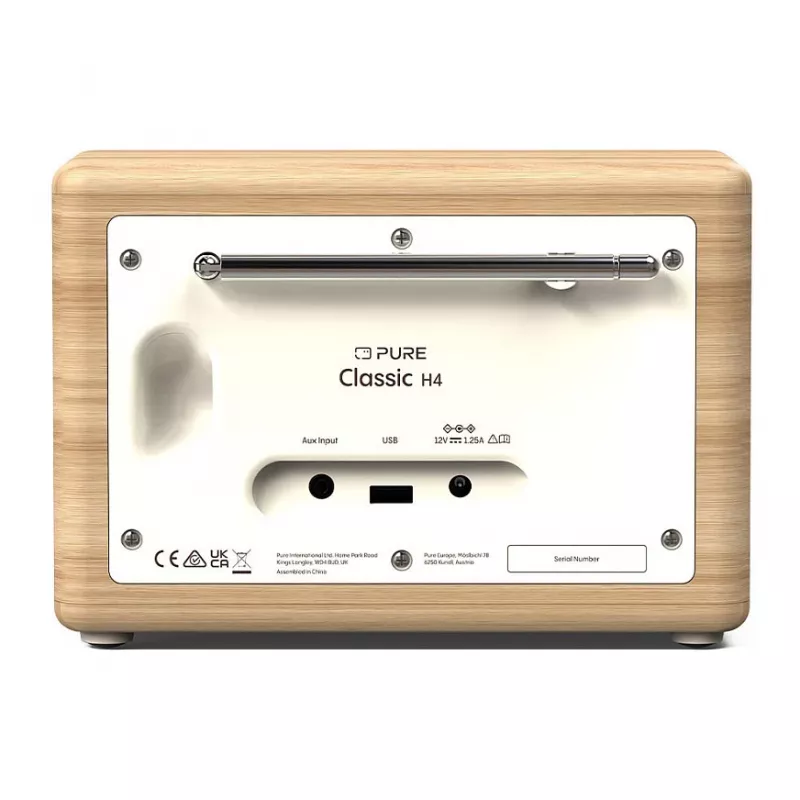 Pure Classic H4 DAB/DAB+/FM Digitalradio mit Bluetooth, Cotton White/Eiche
