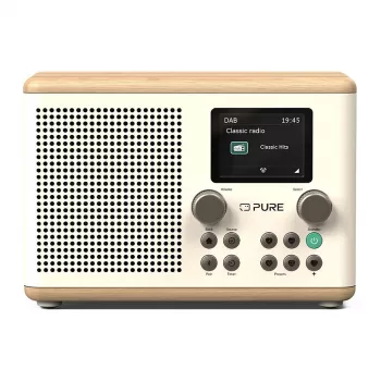 Pure Classic H4 DAB/DAB+/FM Digitalradio mit Bluetooth, Cotton White/Eiche