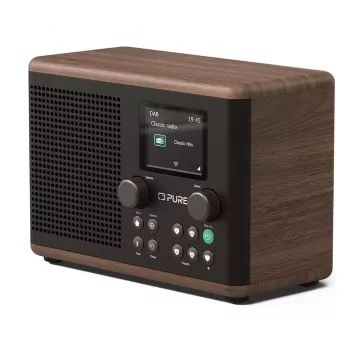 Pure Classic H4 DAB+ FM Radio mit Bluetooth 5.3, Coffee Black/Walnut, 10W