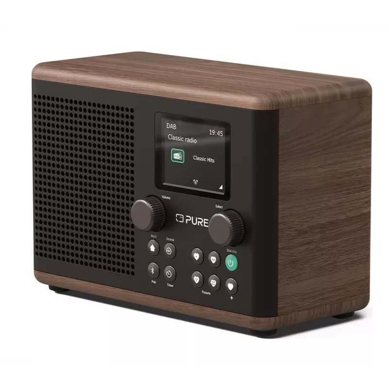 Pure Classic H4 DAB+ FM Radio mit Bluetooth 5.3, Coffee Black/Walnut, 10W
