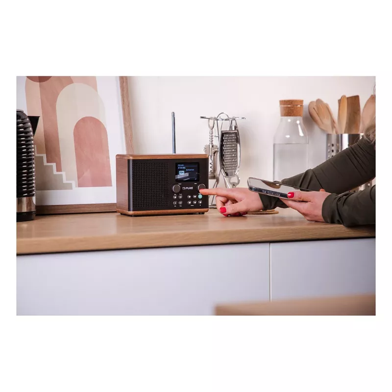 Pure Classic H4 DAB+ FM Radio mit Bluetooth 5.3, Coffee Black/Walnut, 10W