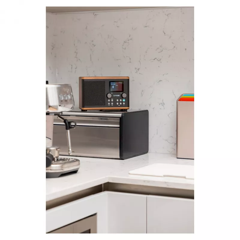 Pure Classic H4 DAB+ FM Radio mit Bluetooth 5.3, Coffee Black/Walnut, 10W