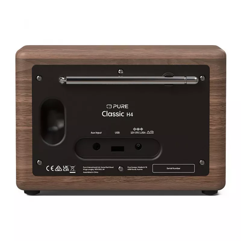 Pure Classic H4 DAB+ FM Radio mit Bluetooth 5.3, Coffee Black/Walnut, 10W