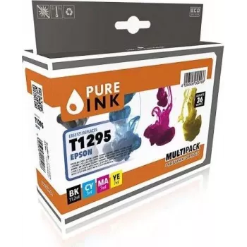 PURE INK wiederaufbereitete 4er-Pack Tintenpatronen für Epson T1295 (Schwarz, Cyan, Magenta, Gelb) mit Chip EPST1295MP4