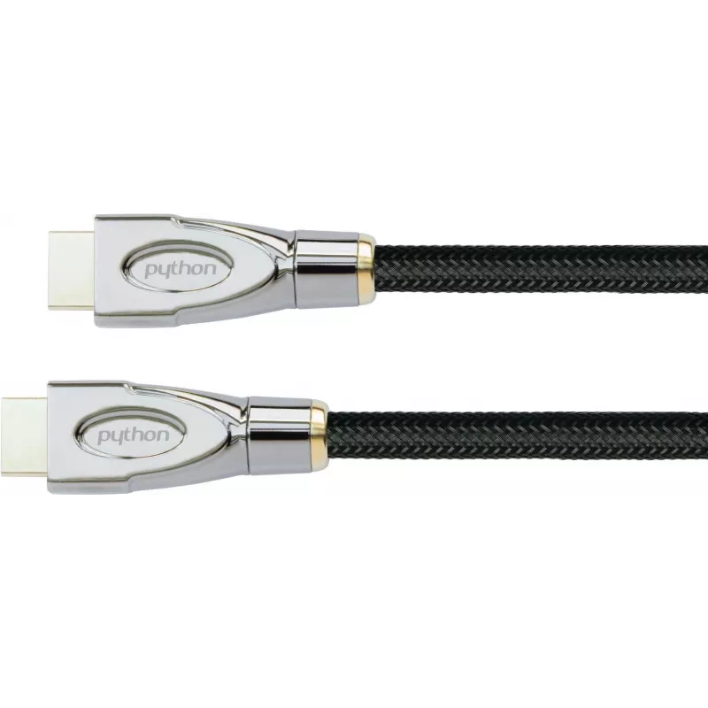 PYTHON GC-M0022 20m aktives High-Speed HDMI-Kabel mit Ethernet, 4K2K/UHD, Redmere-Chip, vergoldete Kontakte, OFC, Nylongeflecht, Schwarz