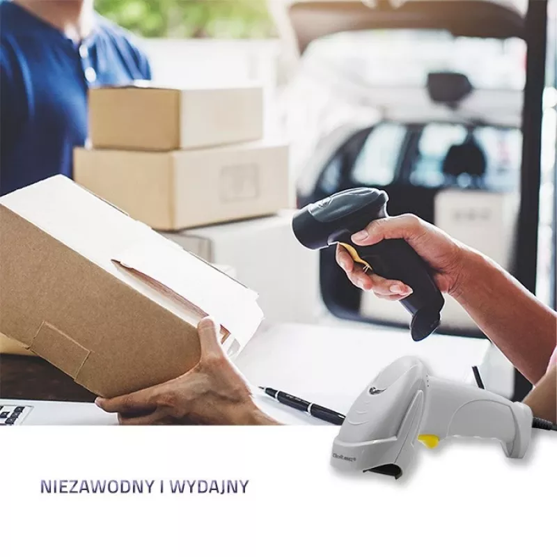 Qoltec 50877 1D Laser Barcode Scanner USB Weiß