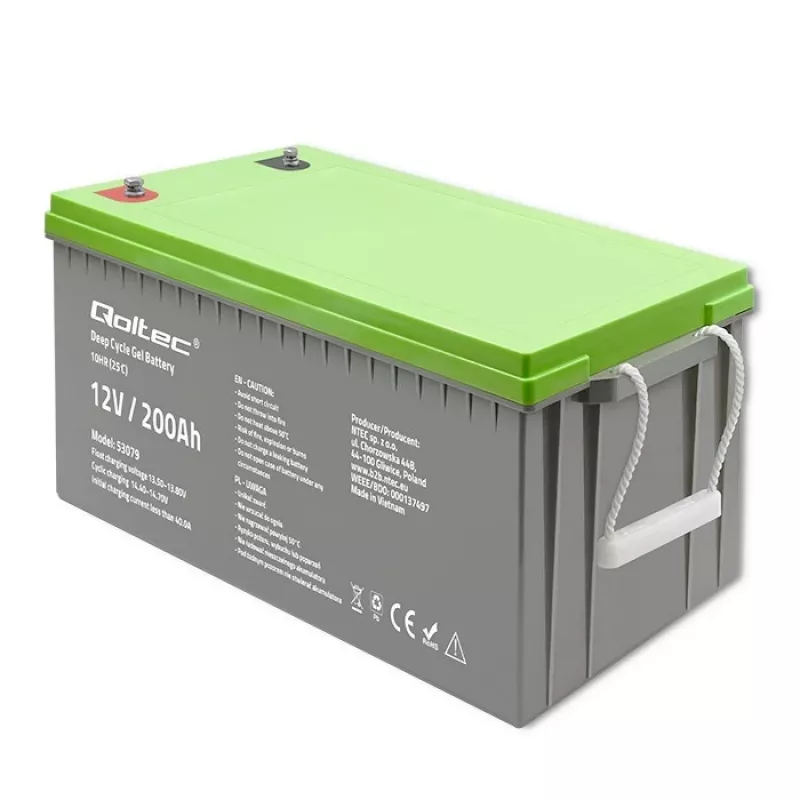 Qoltec 53079 Deep Cycle Gel Batterie 12V 200Ah (62,5 kg)