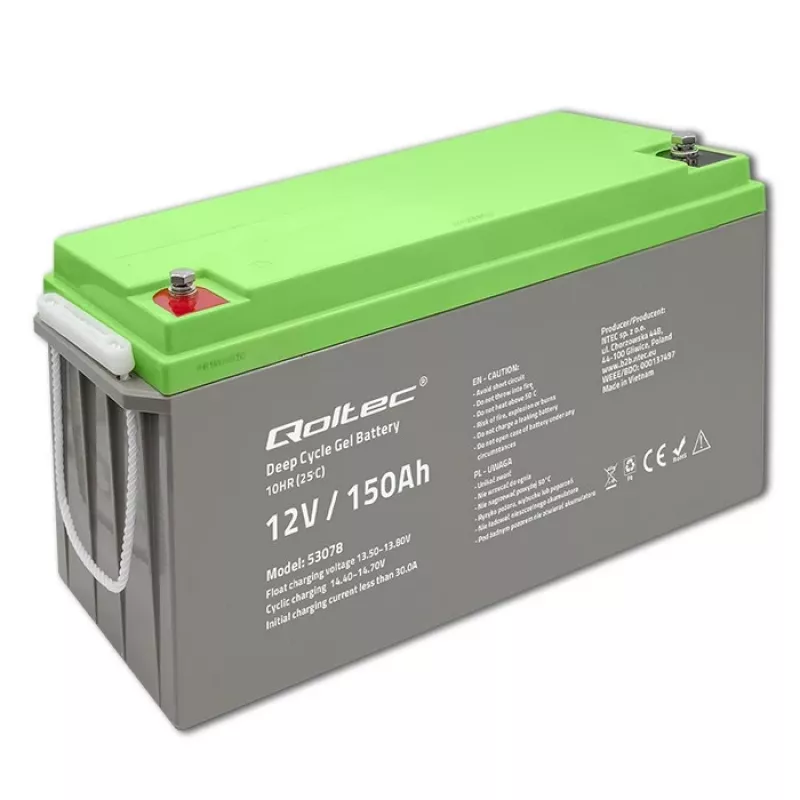 Qoltec Deep Cycle Gel-Batterie 12V 150Ah 44,5kg