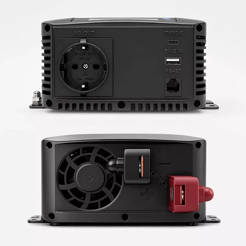 Qoltec Reiner Sinus Wechselrichter 12V auf 230V 1000W/2000W mit LCD, USB, USB-C, LiFePO4/GEL/AGM kompatibel