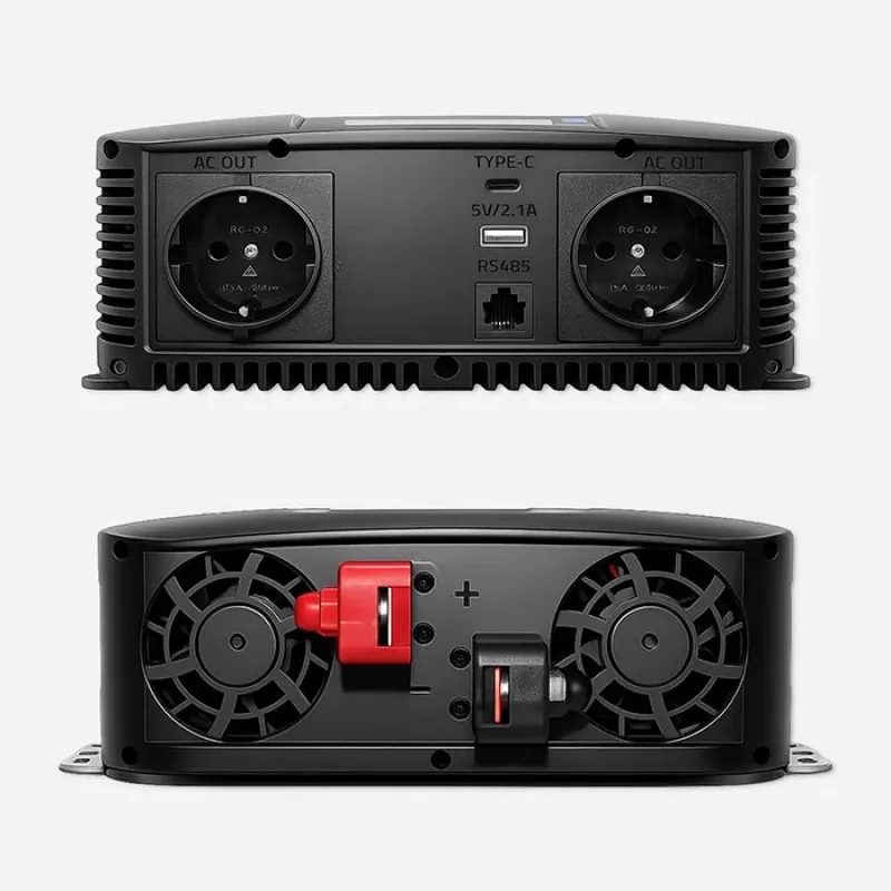Qoltec Reiner Sinus Wechselrichter 12V auf 230V 1500W/3000W mit LCD USB USB-C für LiFePO4 GEL AGM