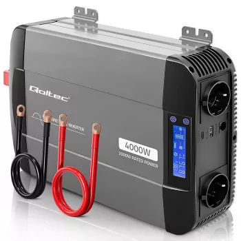Qoltec Reiner Sinus Wechselrichter 12V auf 230V 2000W/4000W mit LCD, USB, USB-C, LiFePO4/GEL/AGM Kompatibel