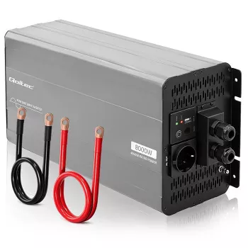 Qoltec Reiner Sinus Wechselrichter 12V auf 230V 4000W/8000W mit USB und LCD, LiFePO4/GEL/AGM Kompatibel
