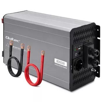 Qoltec Reiner Sinus Wechselrichter mit UPS 12V auf 230V 4000W/8000W USB LiFePO4 GEL AGM