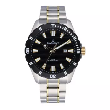 RADIANT Herren Analog Quarzuhr RA602202 45mm Edelstahl Schwarzes Zifferblatt Mesh-Armband