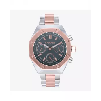 RADIANT Herren Analog Quarzuhr RA628704 - 44mm Edelstahlgehäuse, schwarzes Zifferblatt, silbernes Milanaise-Armband, 5 ATM