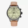 RADIANT Herren Analog Quarzuhr RA641704 43mm Edelstahlgehäuse Schwarzes Zifferblatt Lederarmband