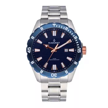 RADIANT Herren Analog Quarz Armbanduhr RA602201 45mm Edelstahl Milanese Mesh Armband Schwarzes Zifferblatt