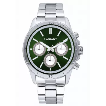 RADIANT Herrenuhr RA640702 – 44 mm Edelstahl, Quarz, schwarzes Zifferblatt, silbernes Armband