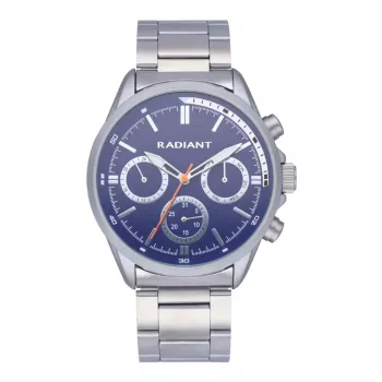 RADIANT Herren Armbanduhr aus Edelstahl Quarz Analog RA589703 44mm silberfarben schwarzes Zifferblatt