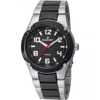RADIANT Herrenuhr RA318201 (48 mm) - Edelstahl, schwarzes Zifferblatt, Quarz-Analog