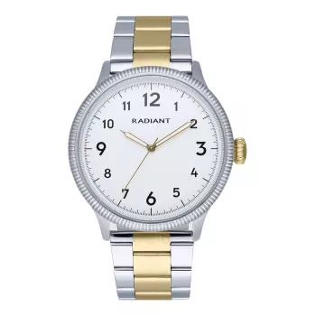 RADIANT Herrenuhr RA627204 42mm Edelstahlgehäuse Schwarzes Lederarmband Analog Quarz